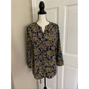 Notations paisley print tunic blouse size S